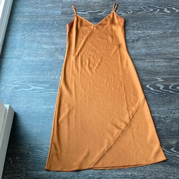 Aritzia Wilfred Satin Slip Dress in Anise Brown - Picture 3 of 5
